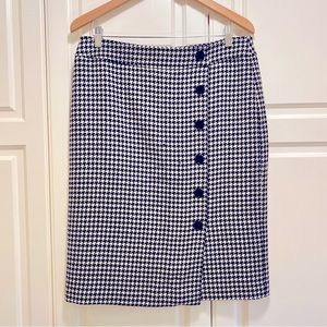 Wool Houndstooth Pencil Skirt